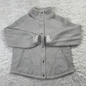 Lululemon Jacket Womens 8 Gray Go Cozy Wool‎ Blend Sherpa Fleece Full Zip Snaps